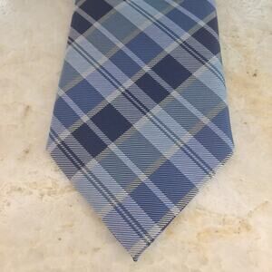 R CLASSICS BLUE PLAID SLIM NECKTIE